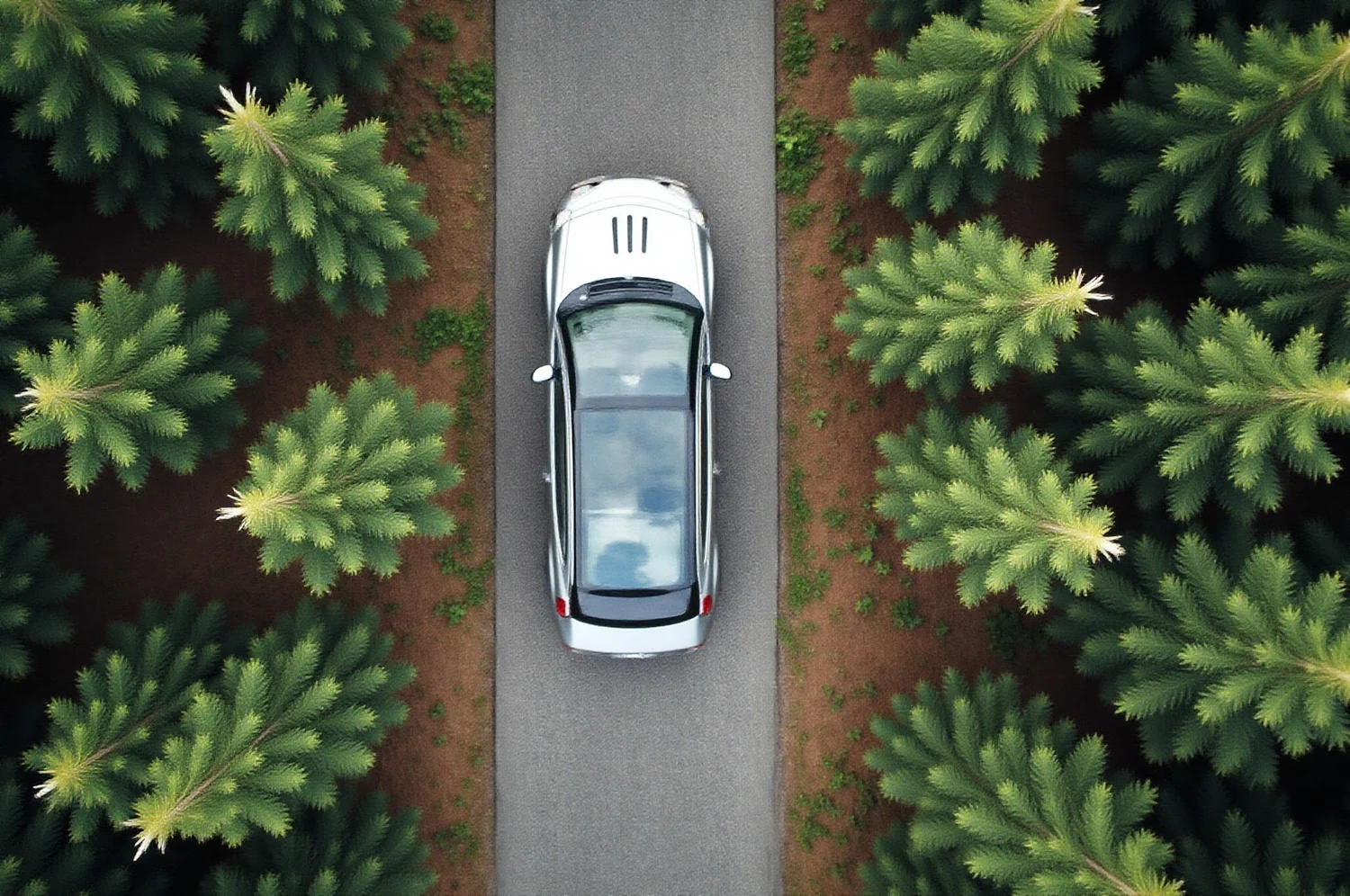 Puhas auto märgistatud parkimiskohas ülalt